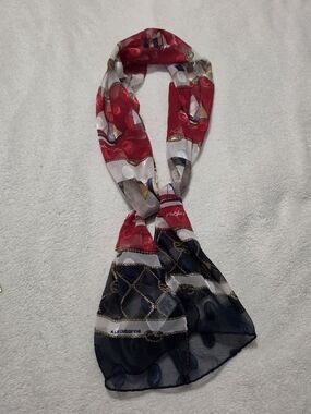 Liz Claiborne Red and Navy Nautical Scarf